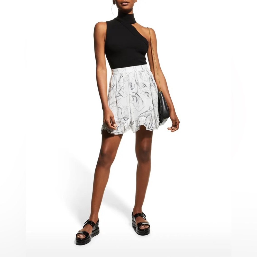 Milly floral ruffled skirt